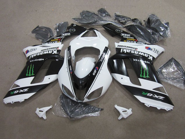 Noir Blanc Monster Carénage Moto ZX6R 07-08 Noir Blanc Monster Carénage Moto ZX6R 07-08