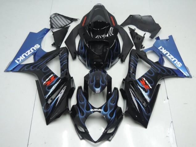 Noir Bleu Flamme Carénage Moto GSXR 1000 K7 07-08 Noir Bleu Flamme Carénage Moto GSXR 1000 K7 07-08