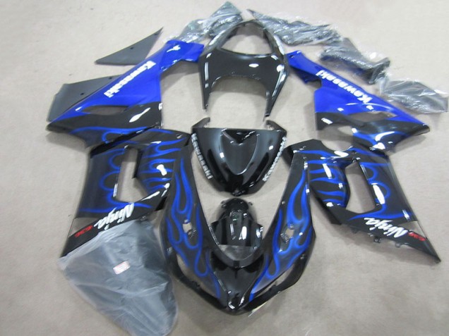 Noir Bleu Flamme Ninja 636 Carénage Moto ZX6R 05-06