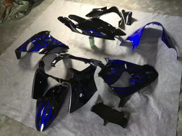 Noir Brillant Bleu Flamme Carénage Moto ZX9R 00-01 Noir Brillant Bleu Flamme Carénage Moto ZX9R 00-01