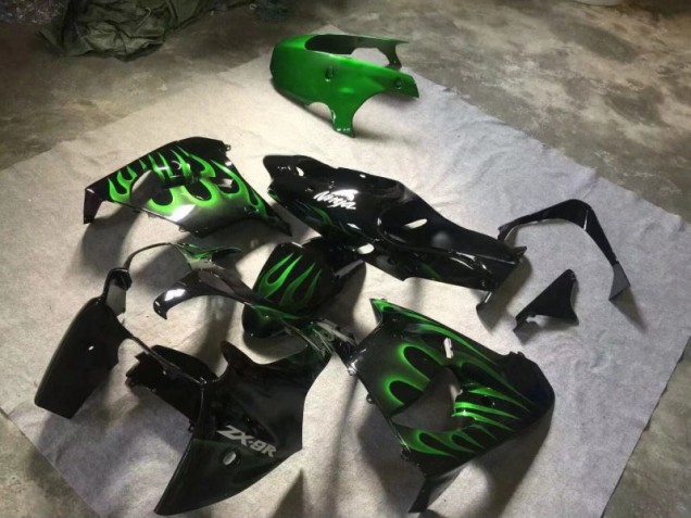 Noir Brillant Vert Flamme Carénage Moto ZX9R 00-01