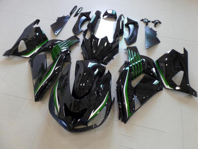 Noir Brillant avec Ligne Verte Carénage Moto ZX14R ZZR 1400 06-11 Noir Brillant avec Ligne Verte Carénage Moto ZX14R ZZR 1400 06-11