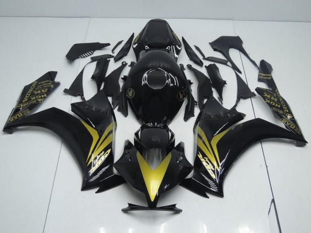 Noir Brillant et Or Carénage Moto CBR 1000 RR 12-16 Noir Brillant et Or Carénage Moto CBR 1000 RR 12-16