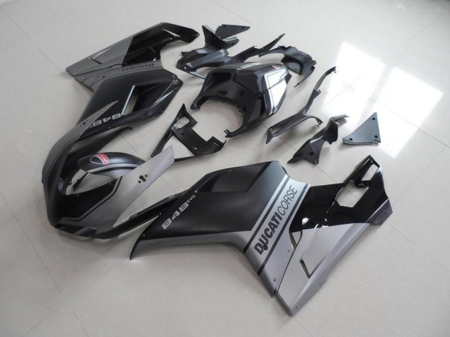 Noir Mat Argent Style OEM Carénage Moto Ducati 848 1098 1198 07-14 Noir Mat Argent Style OEM Carénage Moto Ducati 848 1098 1198 07-14