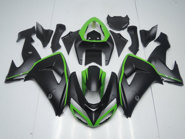 Noir Mat avec Ligne Verte Carénage Moto ZX10R 06-07