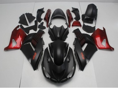 Noir Mat et Rouge Carénage Moto ZX14R ZZR 1400 06-11