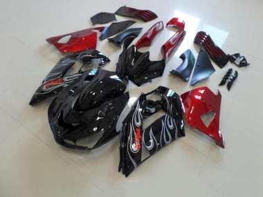 Noir Nd Rouge Argent Flamme Carénage Moto ZX14R ZZR 1400 06-11
