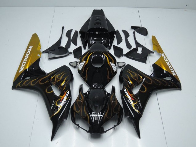 Noir Or Flamme Carénage Moto CBR 1000 RR 06-07 Noir Or Flamme Carénage Moto CBR 1000 RR 06-07