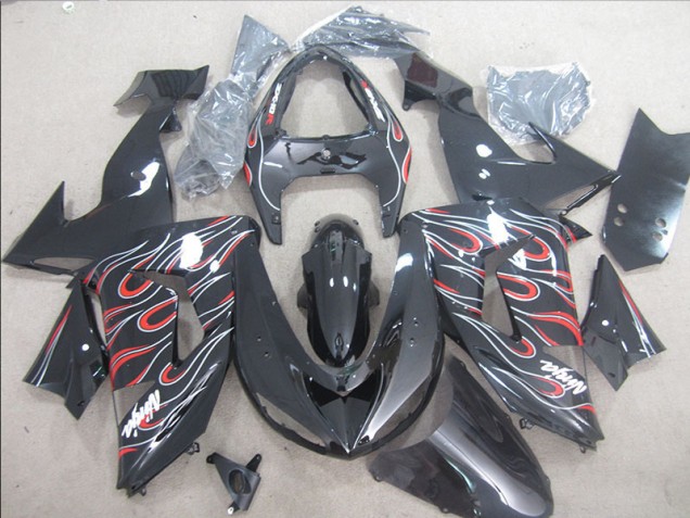 Noir Rouge Blanc Flamme Ninja Carénage Moto ZX10R 06-07 Noir Rouge Blanc Flamme Ninja Carénage Moto ZX10R 06-07