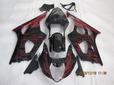 Noir Rouge Flamme Carénage Moto GSXR 1000 K3 03-04