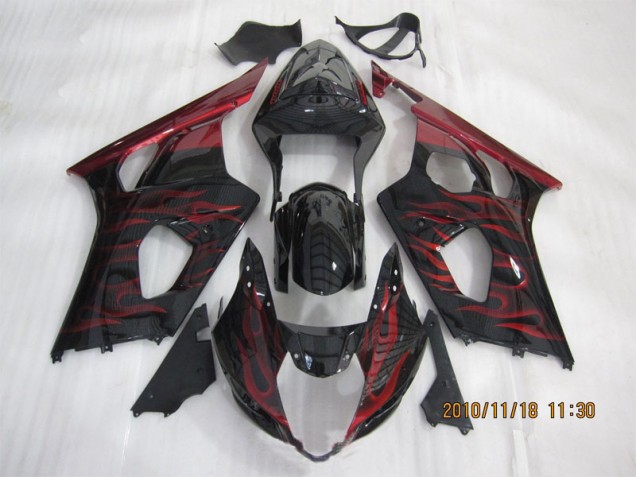 Noir Rouge Flamme Carénage Moto GSXR 1000 K3 03-04 Noir Rouge Flamme Carénage Moto GSXR 1000 K3 03-04