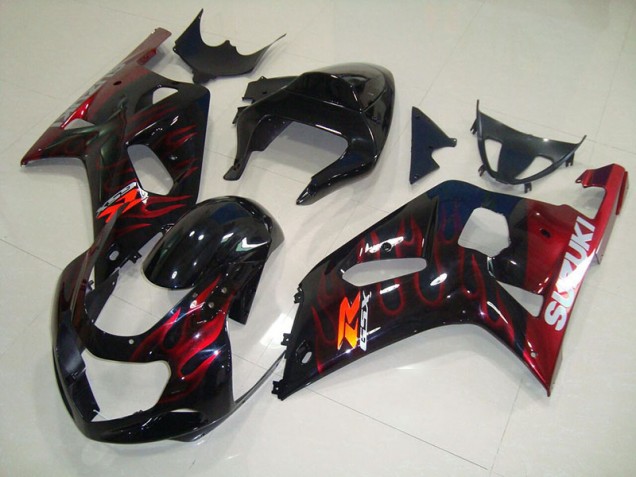 Noir Rouge Flamme Carénage Moto GSXR 750 K1 K2 K3 01-03 Noir Rouge Flamme Carénage Moto GSXR 750 K1 K2 K3 01-03
