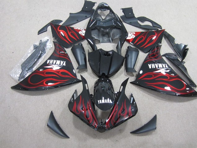 Noir Rouge Flamme Carénage Moto R1 12-14