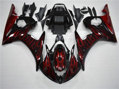 Noir Rouge Flamme Carénage Moto R6 03-05