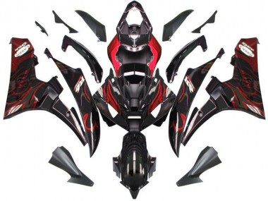 Noir Rouge Flamme Carénage Moto R6 06-07