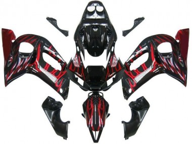 Noir Rouge Flamme Carénage Moto R6 98-02