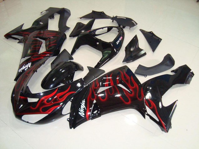 Noir Rouge Flamme Carénage Moto ZX10R 06-07