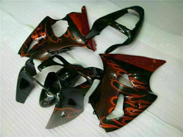 Noir Rouge Flamme Carénage Moto ZX6R 00-02 Noir Rouge Flamme Carénage Moto ZX6R 00-02