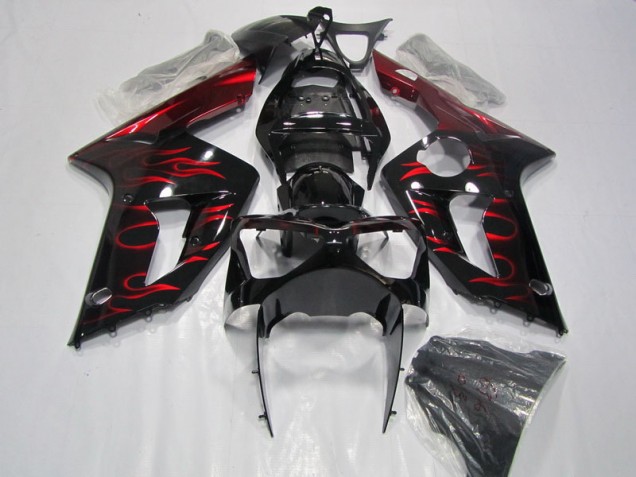 Noir Rouge Flamme Carénage Moto ZX6R 03-04 Noir Rouge Flamme Carénage Moto ZX6R 03-04