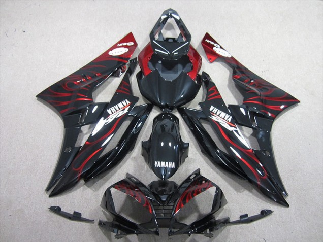Noir Rouge Flamme Carénages Moto R6 06-07