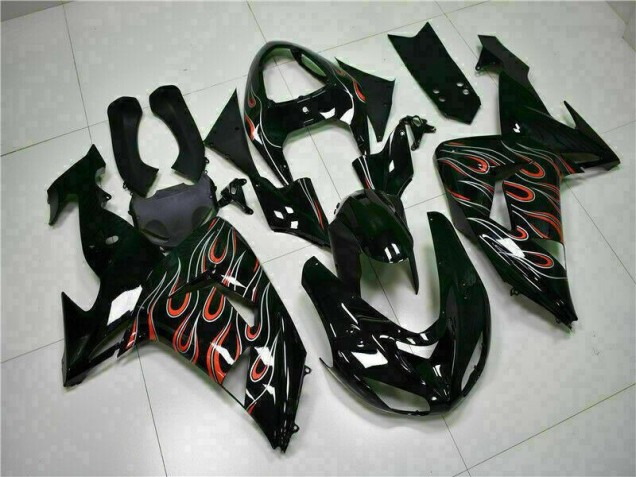 Noir Rouge Flamme Carénages Moto ZX10R 06-07