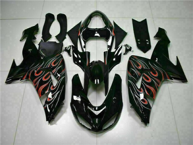 Noir Rouge Flamme Carénages Moto ZX10R 06-07