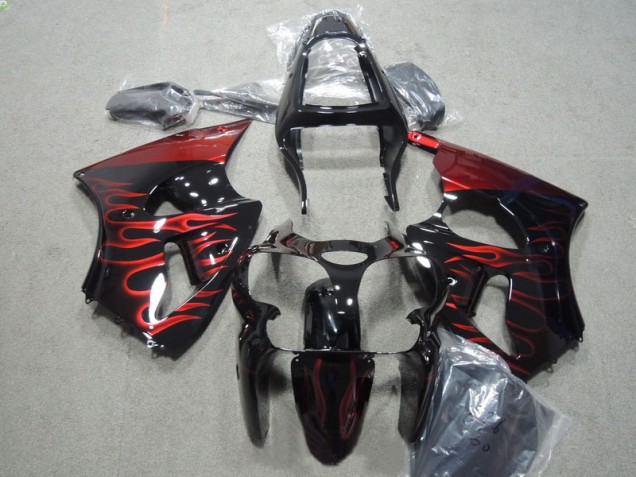 Noir Rouge Flamme Carénages Moto ZX6R 00-02 Noir Rouge Flamme Carénages Moto ZX6R 00-02