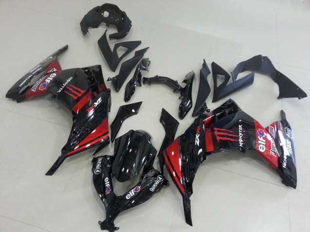 Noir Rouge Monster Carénage Moto ZX 300R 13-16 Noir Rouge Monster Carénage Moto ZX 300R 13-16