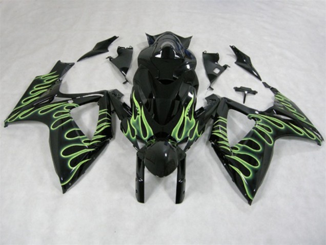 Noir Vert Flamme Carénage Moto GSXR 600 K6 06-07