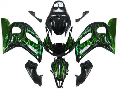 Noir Vert Flamme Carénage Moto R6 98-02