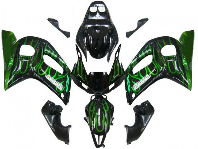 Noir Vert Flamme Carénage Moto R6 98-02