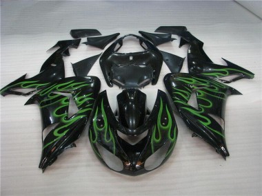 Noir Vert Flamme Carénage Moto ZX10R 06-07