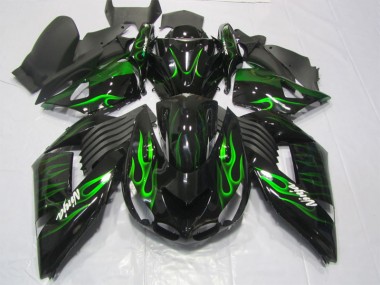 Noir Vert Flamme Ninja Carénage Moto ZX14R ZZR 1400 06-11