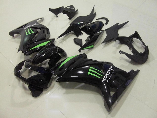 Noir Vert Monster Énergie Carénage Moto ZX 250R 08-12 Noir Vert Monster Énergie Carénage Moto ZX 250R 08-12