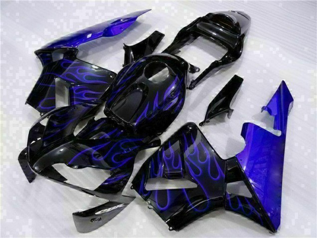 Noir avec Bleu Flamme Carénage Moto CBR 600 RR 03-04 Noir avec Bleu Flamme Carénage Moto CBR 600 RR 03-04