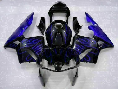 Noir avec Bleu Flamme Carénage Moto CBR 600 RR 03-04
