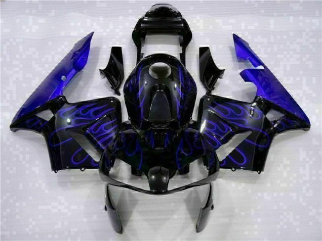 Noir avec Bleu Flamme Carénage Moto CBR 600 RR 03-04 Noir avec Bleu Flamme Carénage Moto CBR 600 RR 03-04