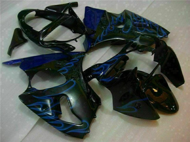 Noir avec Bleu Flamme Carénage Moto ZX6R 00-02