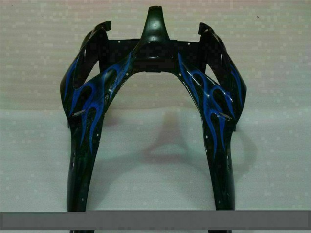 Noir avec Bleu Flamme Carénage Moto ZX6R 00-02