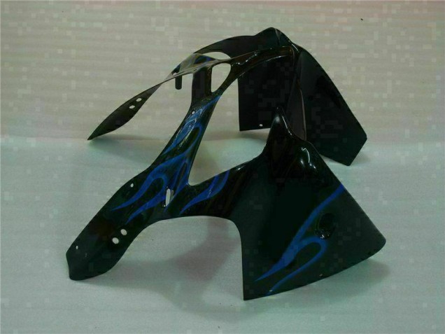Noir avec Bleu Flamme Carénage Moto ZX6R 00-02