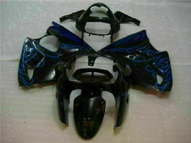 Noir avec Bleu Flamme Carénage Moto ZX6R 00-02