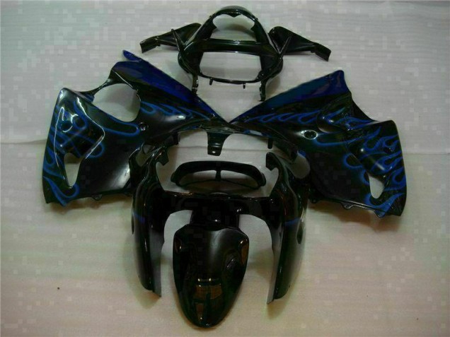 Noir avec Bleu Flamme Carénage Moto ZX6R 00-02