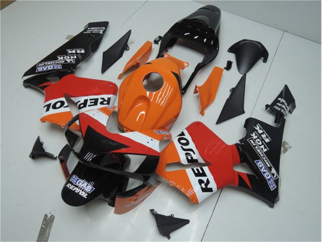 Orange Rouge Noir Repsol Carénage Moto CBR 600 RR 03-04 Orange Rouge Noir Repsol Carénage Moto CBR 600 RR 03-04