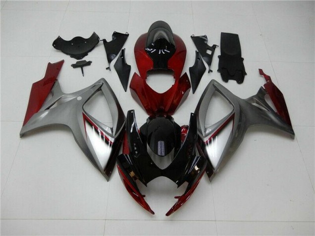 Rouge Argent Carénage Moto GSXR 600 / 750 K6 06-07 Rouge Argent Carénage Moto GSXR 600 / 750 K6 06-07