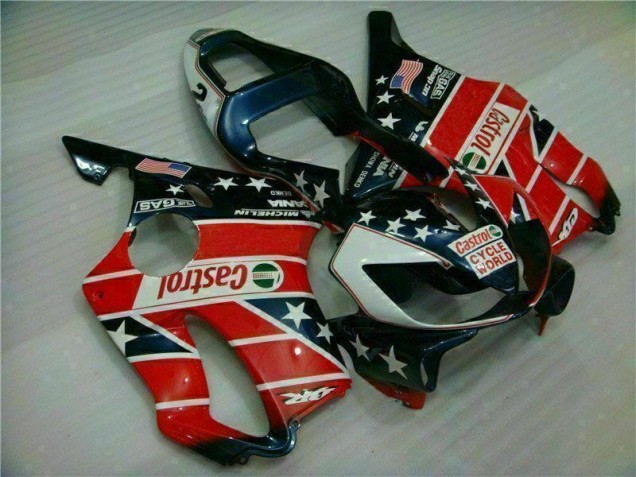 Rouge Blanc Bleu Castrol Cycle World Carénage Moto CBR 600 F4i 01-03 Rouge Blanc Bleu Castrol Cycle World Carénage Moto CBR 600 F4i 01-03