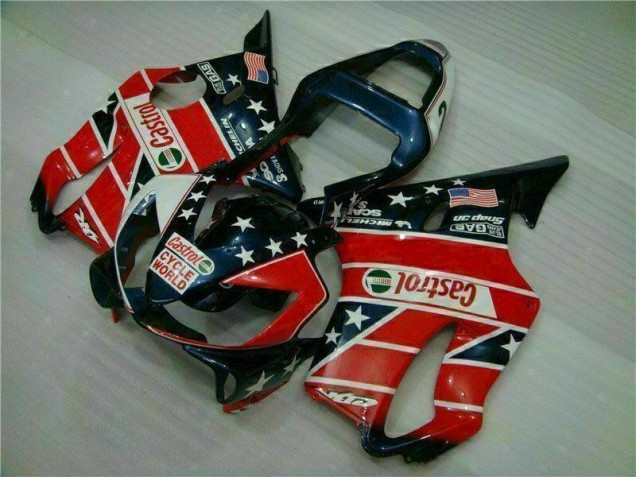 Rouge Blanc Bleu Castrol Cycle World Carénage Moto CBR 600 F4i 01-03 Rouge Blanc Bleu Castrol Cycle World Carénage Moto CBR 600 F4i 01-03