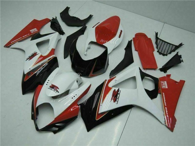 Rouge Blanc Carénages Moto GSXR 1000 K7 07-08 Rouge Blanc Carénages Moto GSXR 1000 K7 07-08