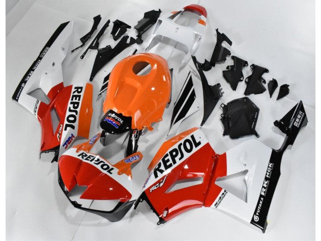 Rouge Blanc Orange Repsol Carénage Moto CBR 600 RR 13-21 Rouge Blanc Orange Repsol Carénage Moto CBR 600 RR 13-21