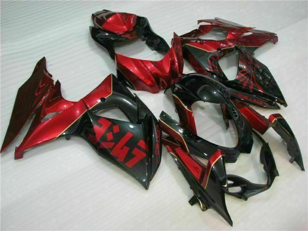 Rouge Flamme Noir Carénage Moto GSXR 1000 K9 09-16 Rouge Flamme Noir Carénage Moto GSXR 1000 K9 09-16