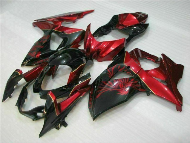 Rouge Flamme Noir Carénage Moto GSXR 1000 K9 09-16 Rouge Flamme Noir Carénage Moto GSXR 1000 K9 09-16
